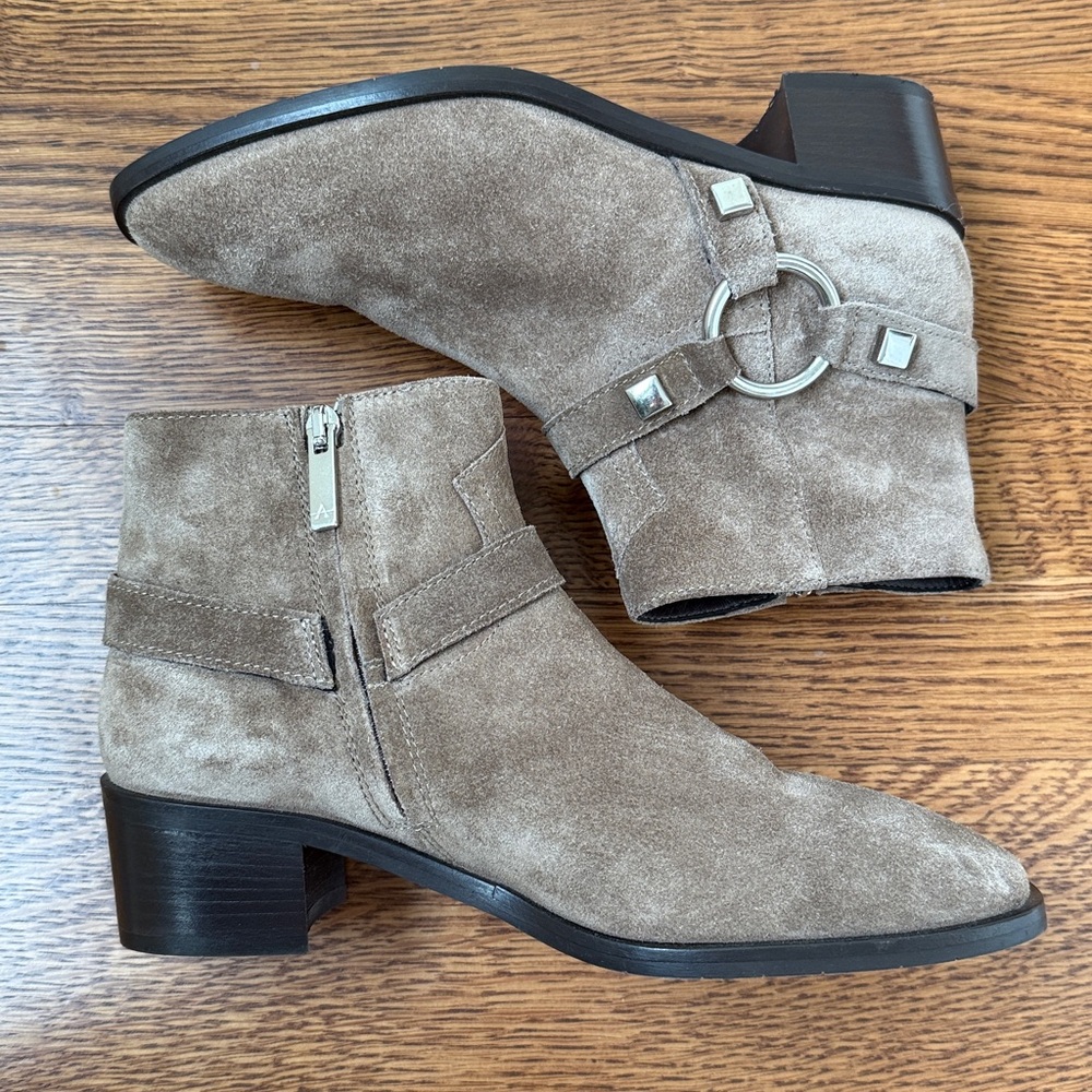 AQUATALIA Rosario Weatherproof Suede Boots Western Harness Strap Brown 6.5 - Picture 9 of 10